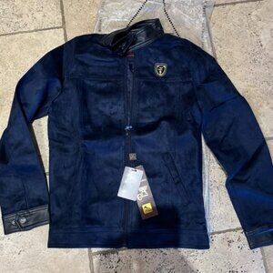 Giorgio Armani A Collezioni Italian Blue Suede Jacket Size S Mens NWT
